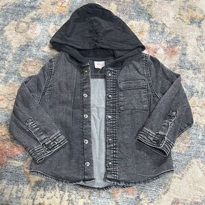 Wonder Nation Charcoal Jean Jacket with Black Hood